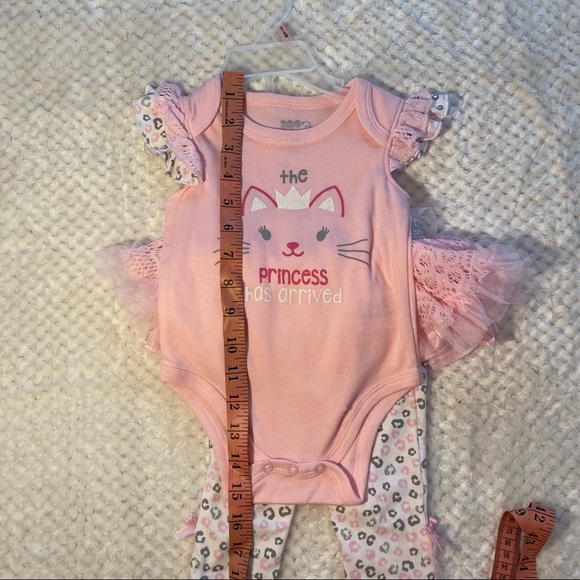 NWT Little Girls Matching Set, Onsie, Leggings, Tutu, Glitter Pink Leopard Spots - Picture 15 of 16